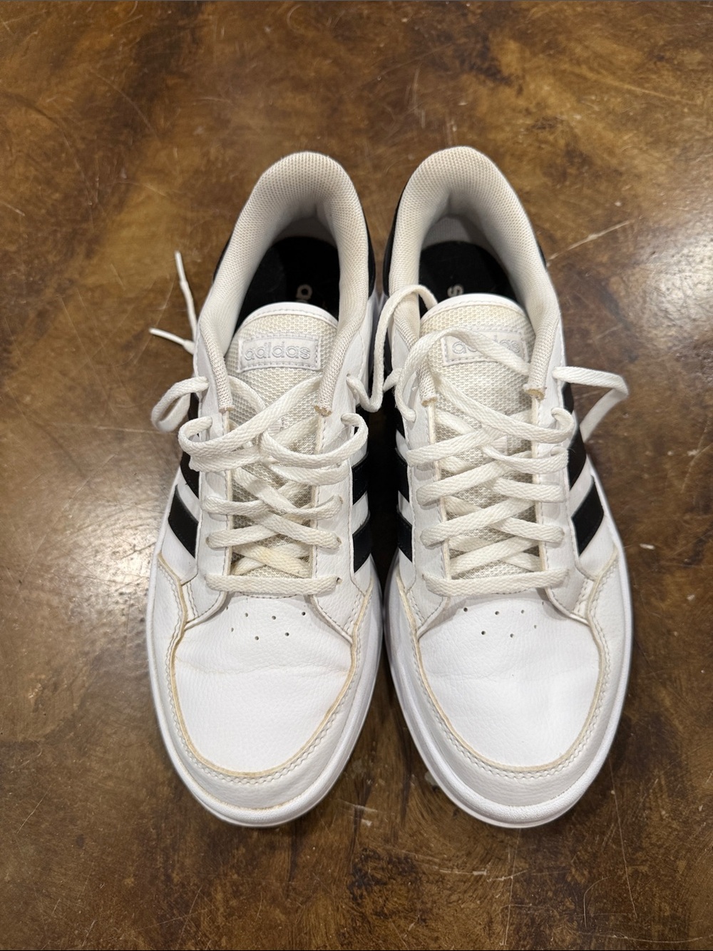 adidas White Sneakers with Black Three-Stripes Accent